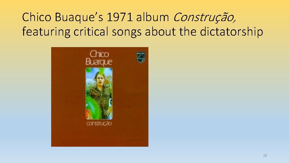 Chico Buaque’s 1971 album Construção, featuring critical songs about the dictatorship 15 