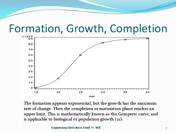 Formation, Growth, Completion The formation appears exponential, but the growth has the maximum rate