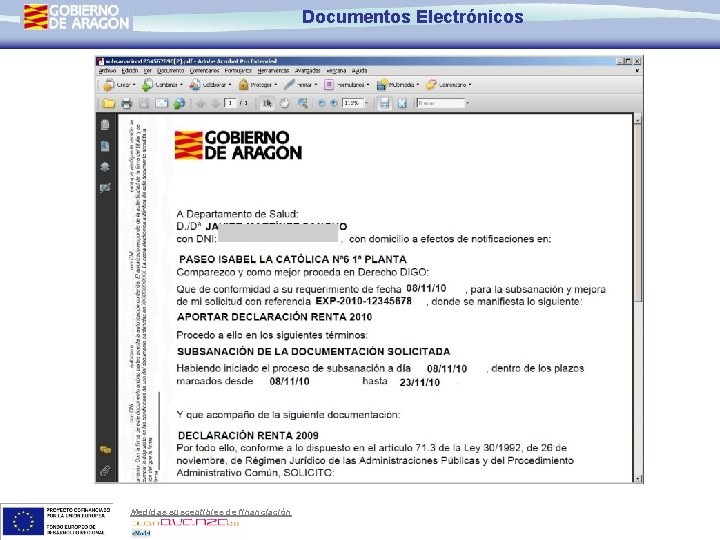 Documentos Electrónicos Medidas susceptibles de financiación 
