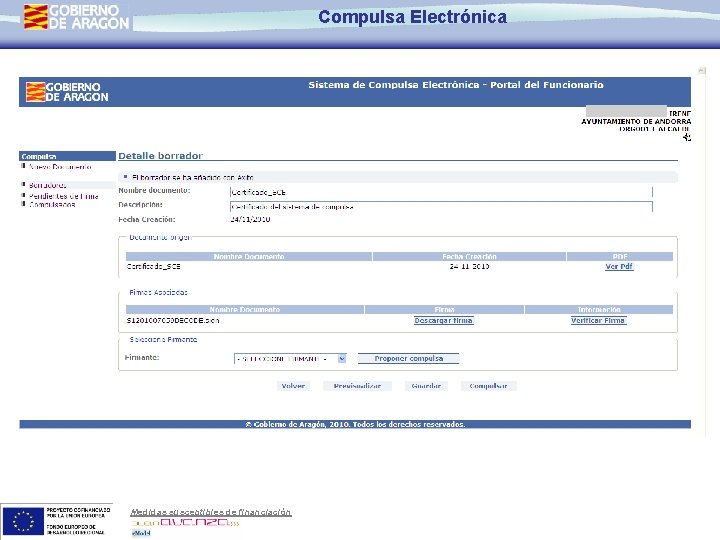 Compulsa Electrónica Medidas susceptibles de financiación 