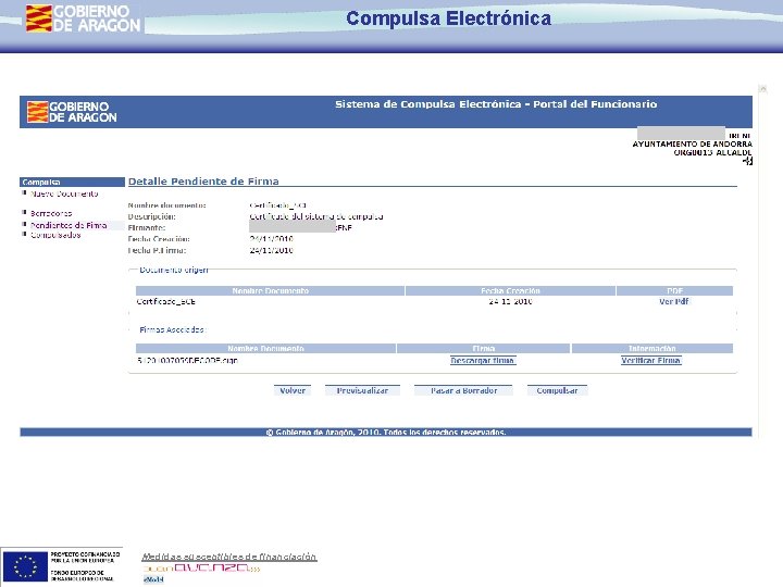 Compulsa Electrónica Medidas susceptibles de financiación 