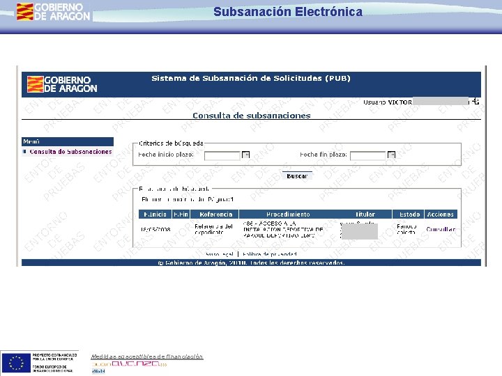 Subsanación Electrónica Medidas susceptibles de financiación 