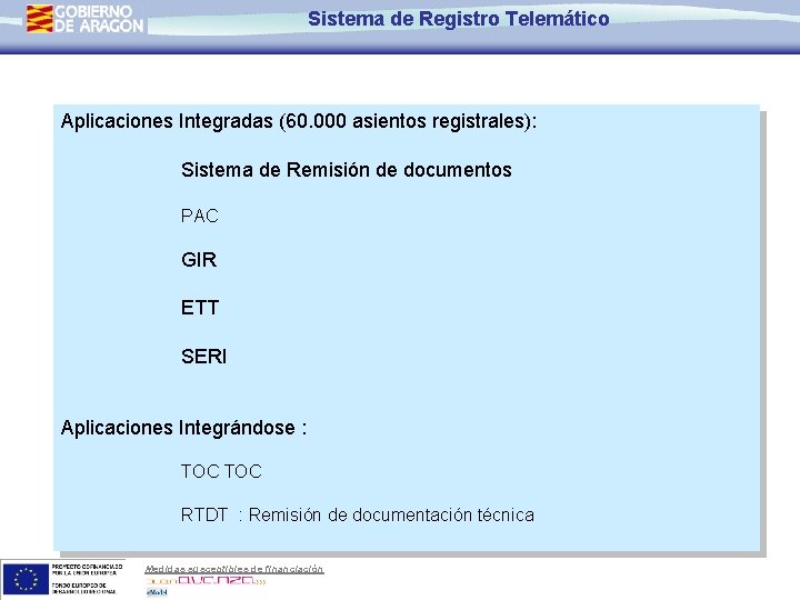 Sistema de Registro Telemático Aplicaciones Integradas (60. 000 asientos registrales): Sistema de Remisión de