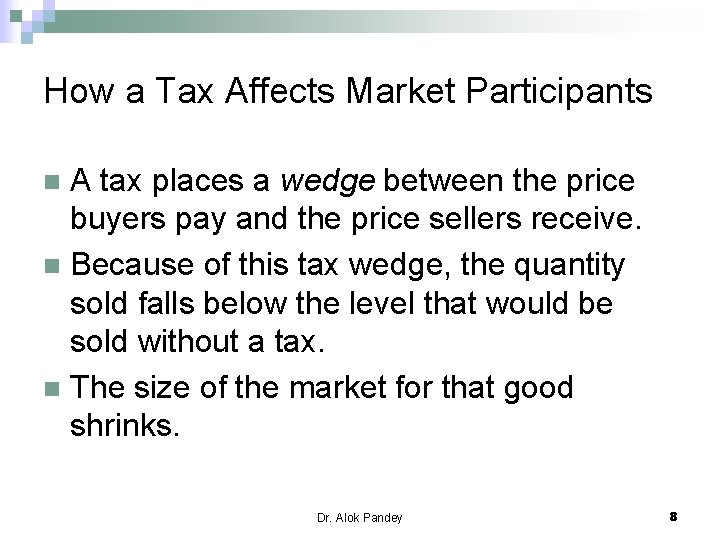 How a Tax Affects Market Participants A tax places a wedge between the price