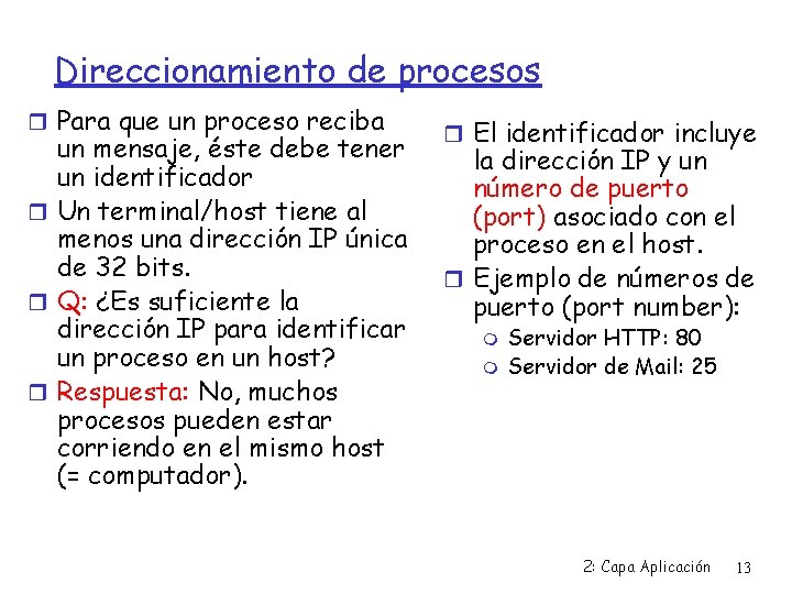 Direccionamiento de procesos Para que un proceso reciba un mensaje, éste debe tener un