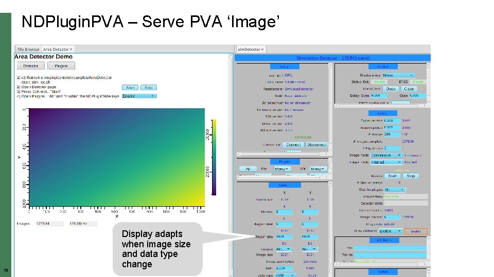 NDPlugin. PVA – Serve PVA ‘Image’ 18 Display adapts when image size and data