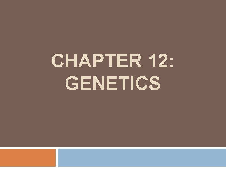 CHAPTER 12: GENETICS 
