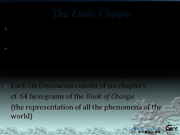 The Lüshi Chuqiu The Lüshi Chuqiu (Mr. Lü’s Spring and autumn Annals. The Lüshi