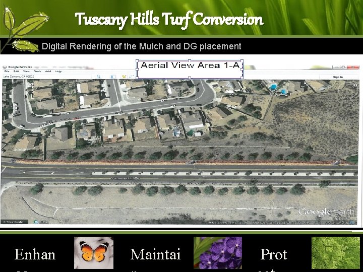 Tuscany Hills Turf Conversion Digital Rendering of the Mulch and DG placement Enhan Maintai