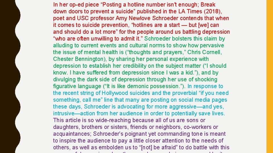 In her op-ed piece “Posting a hotline number isn't enough; Break down doors to