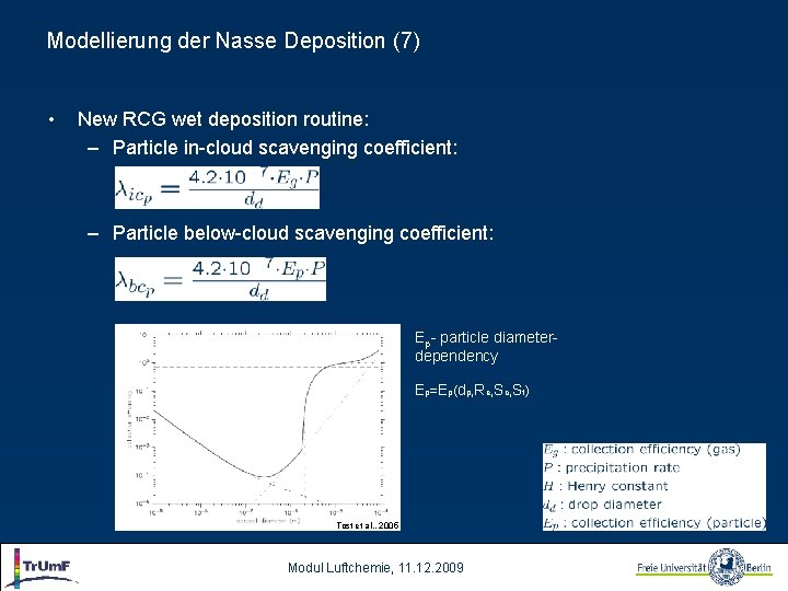 Modellierung der Nasse Deposition (7) • New RCG wet deposition routine: – Particle in-cloud