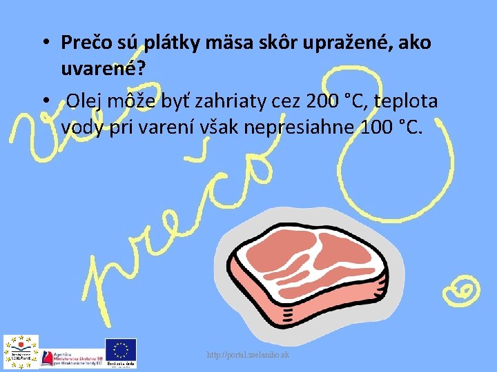  • Prečo sú plátky mäsa skôr upražené, ako uvarené? • Olej môže byť