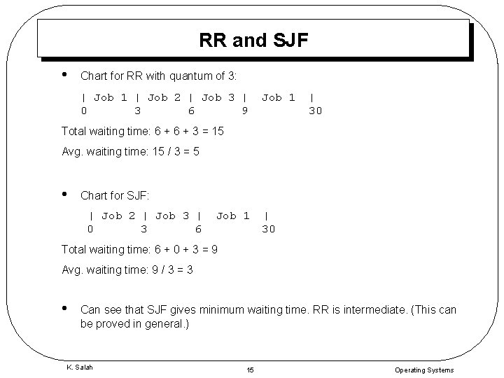 RR and SJF • Chart for RR with quantum of 3: | Job 1