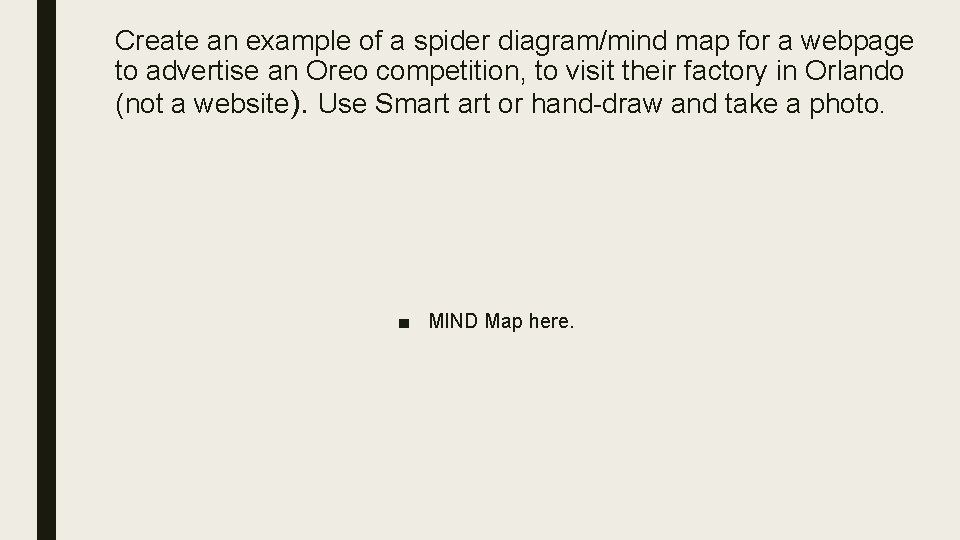 Create an example of a spider diagram/mind map for a webpage to advertise an