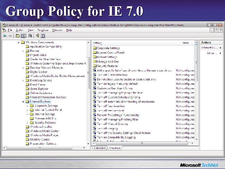 Group Policy for IE 7. 0 