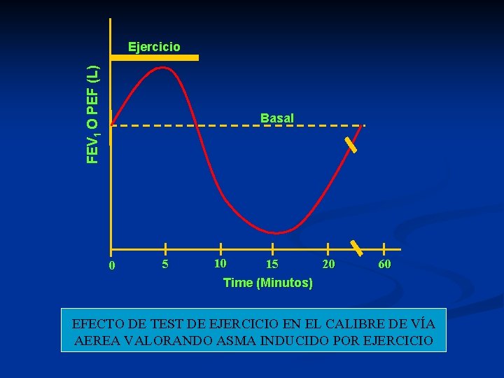 FEV 1 O PEF (L) Ejercicio Basal 0 5 10 15 20 Time (Minutos)