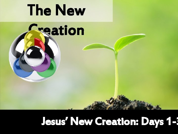 The New Creation Jesus’ New Creation: Days 1 -3 