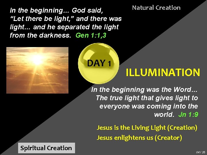 In the beginning… God said, “Let there be light, ” and there was light…