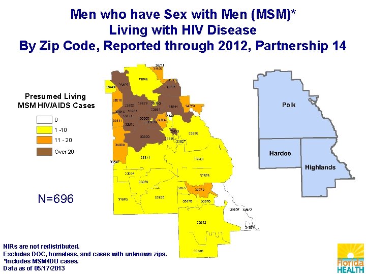 Men who have Sex with Men (MSM)* Living with HIV Disease By Zip Code,