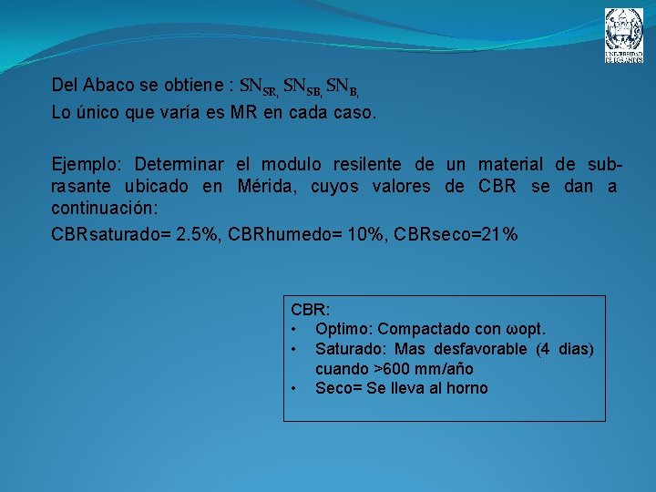 Del Abaco se obtiene : SNSR, SNSB, SNB, Lo único que varía es MR