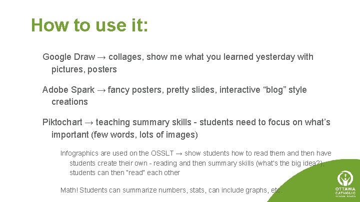 How to use it: Google Draw → collages, show me what you learned yesterday