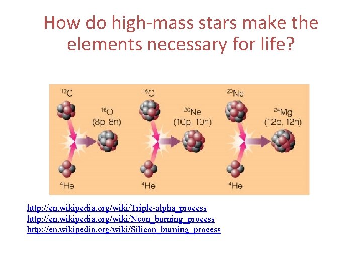 How do high-mass stars make the elements necessary for life? http: //en. wikipedia. org/wiki/Triple-alpha_process