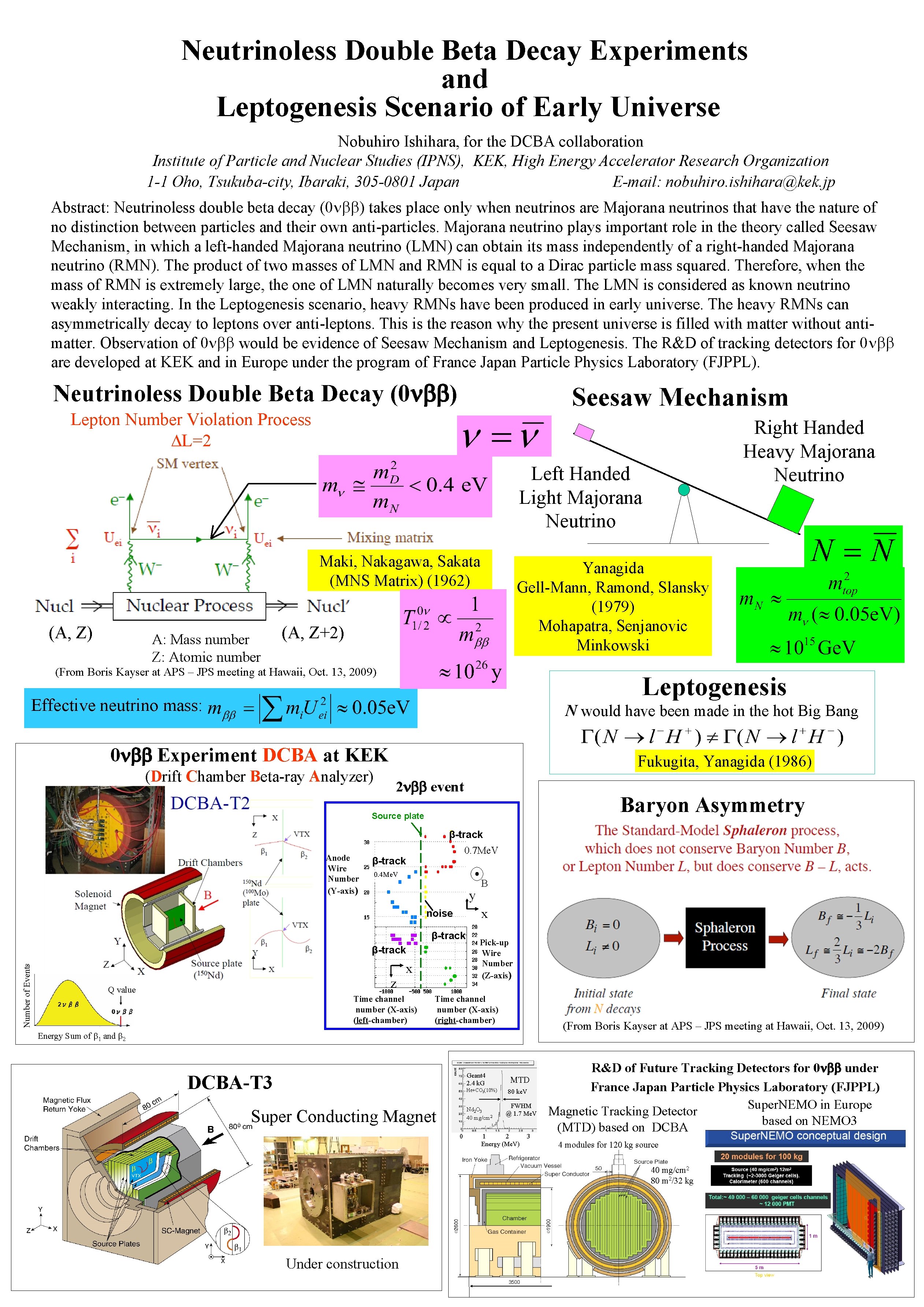 Neutrinoless Double Beta Decay Experiments and Leptogenesis Scenario of Early Universe Nobuhiro Ishihara, for