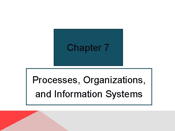 Chapter 7 Processes Organizations and Information Systems Every