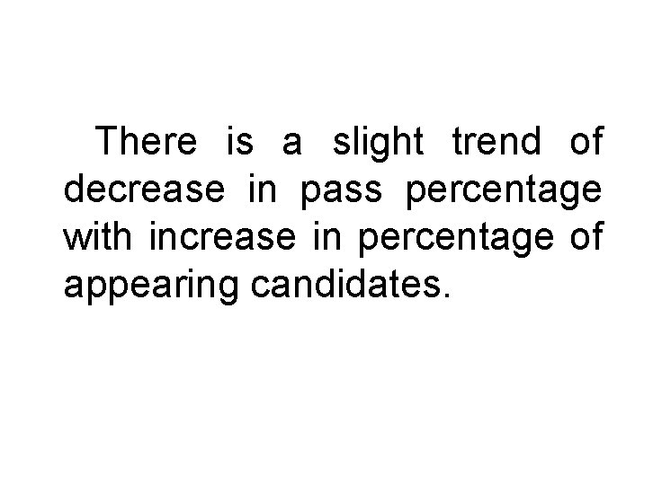 There is a slight trend of decrease in pass percentage with increase in percentage
