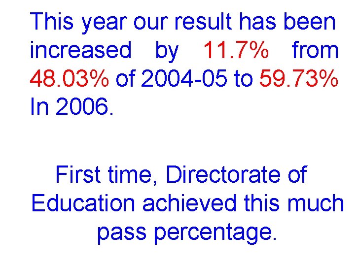 This year our result has been increased by 11. 7% from 48. 03% of
