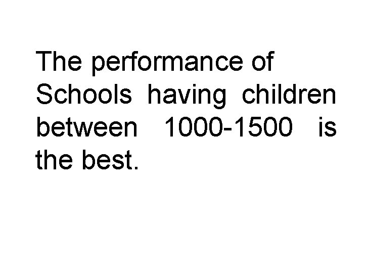 The performance of Schools having children between 1000 -1500 is the best. 