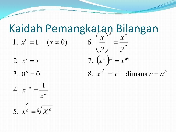 Kaidah Pemangkatan Bilangan 