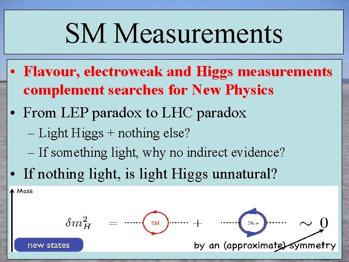SM Measurements • Flavour, electroweak and Higgs measurements complement searches for New Physics •