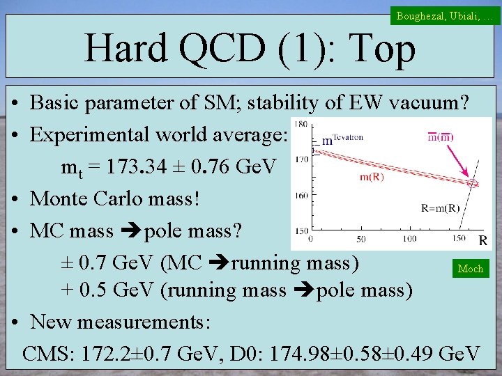 Boughezal, Ubiali, … Hard QCD (1): Top • Basic parameter of SM; stability of