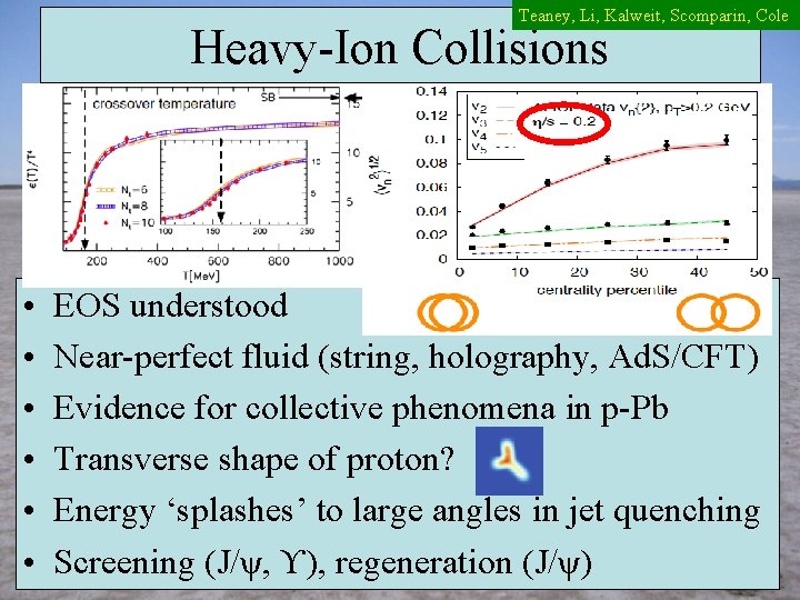 Teaney, Li, Kalweit, Scomparin, Cole Heavy-Ion Collisions • • • EOS understood Near-perfect fluid