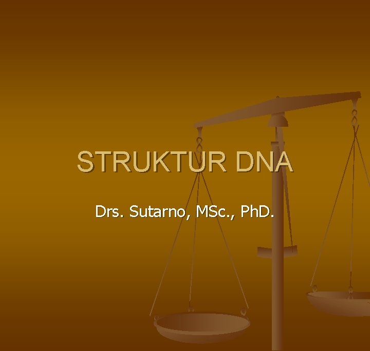 STRUKTUR DNA Drs. Sutarno, MSc. , Ph. D. 