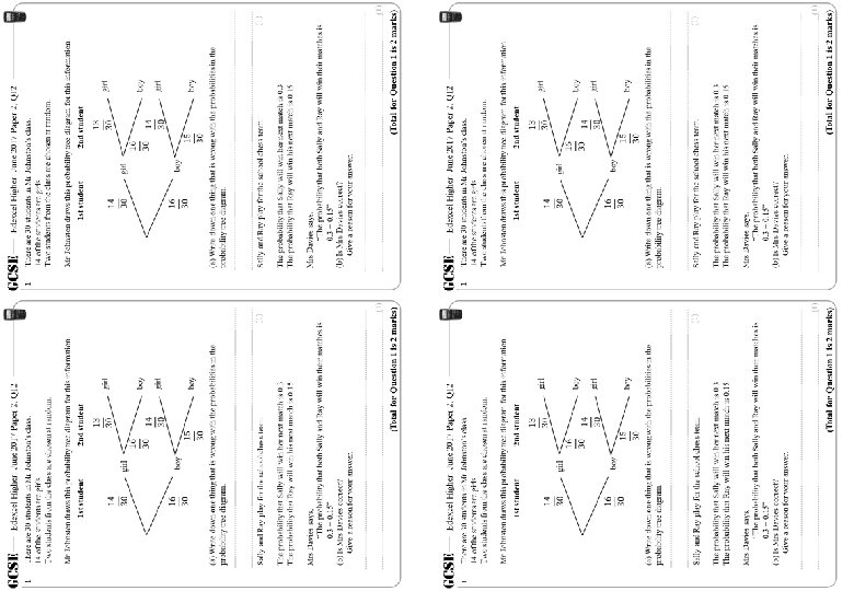 Tree Diagrams Conditional Higher GCSE Questions These questions