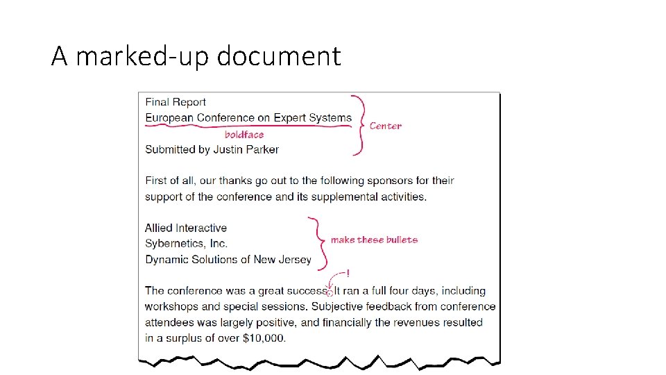 A marked-up document 