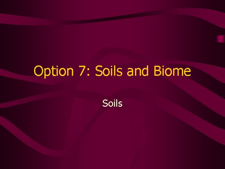 Option 7: Soils and Biome Soils 