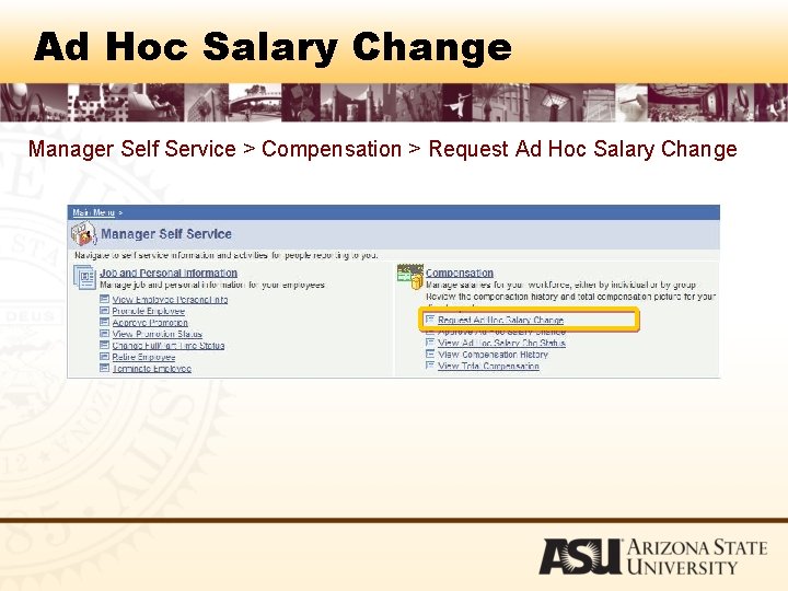 Ad Hoc Salary Change Manager Self Service > Compensation > Request Ad Hoc Salary