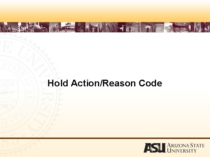 Hold Action/Reason Code 