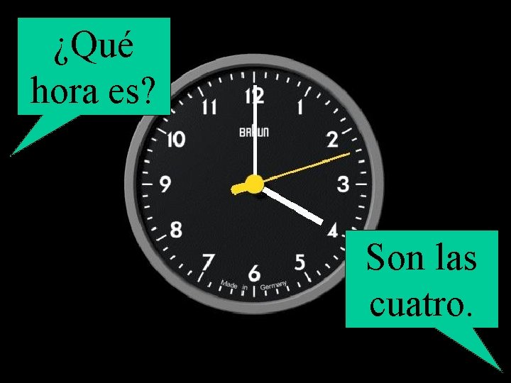 ¿Qué hora es? Son las cuatro. 