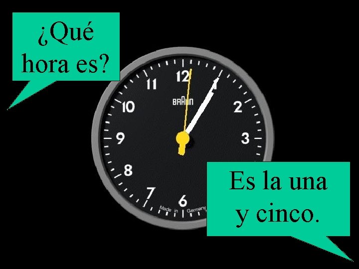 ¿Qué hora es? Es la una y cinco. 