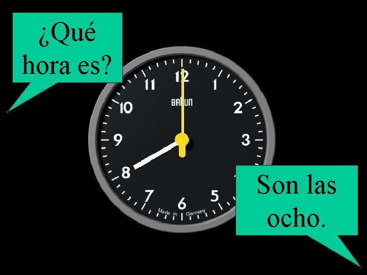 ¿Qué hora es? Son las ocho. 
