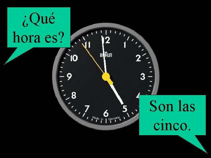 ¿Qué hora es? Son las cinco. 