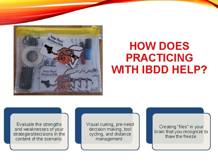 HOW DOES PRACTICING WITH IBDD HELP? Evaluate the strengths and weaknesses of your strategies/decisions