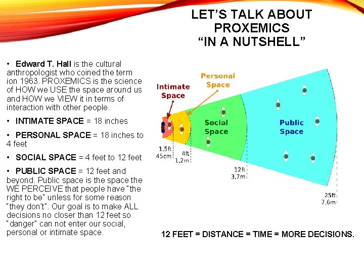 LET’S TALK ABOUT PROXEMICS “IN A NUTSHELL” • Edward T. Hall is the cultural