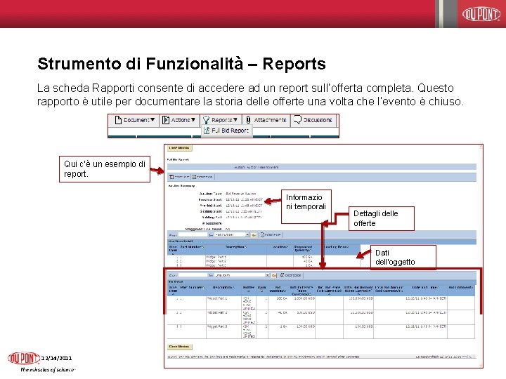 Strumento di Funzionalità – Reports La scheda Rapporti consente di accedere ad un report