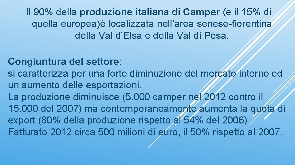 Il 90% della produzione italiana di Camper (e il 15% di quella europea)è localizzata