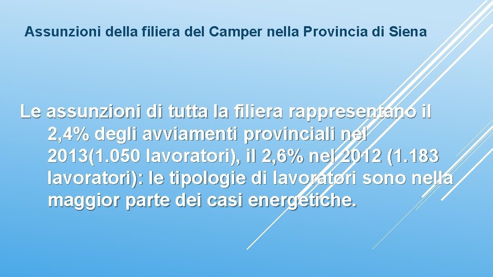 Assunzioni della filiera del Camper nella Provincia di Siena Le assunzioni di tutta la